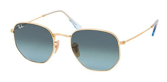 LENTES DE SOL RB HEXAGONAL FLAT RB3548N DORADO AZUL DEGRADADO