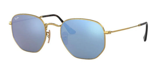 LENTES DE SOL RB HEXAGONAL FLAT RB3548N DORADO AZUL ESPEJO
